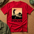 Photographer Sunset T-Shirt — 'FOCUS' Graphic Tee for Photographers & Creatives