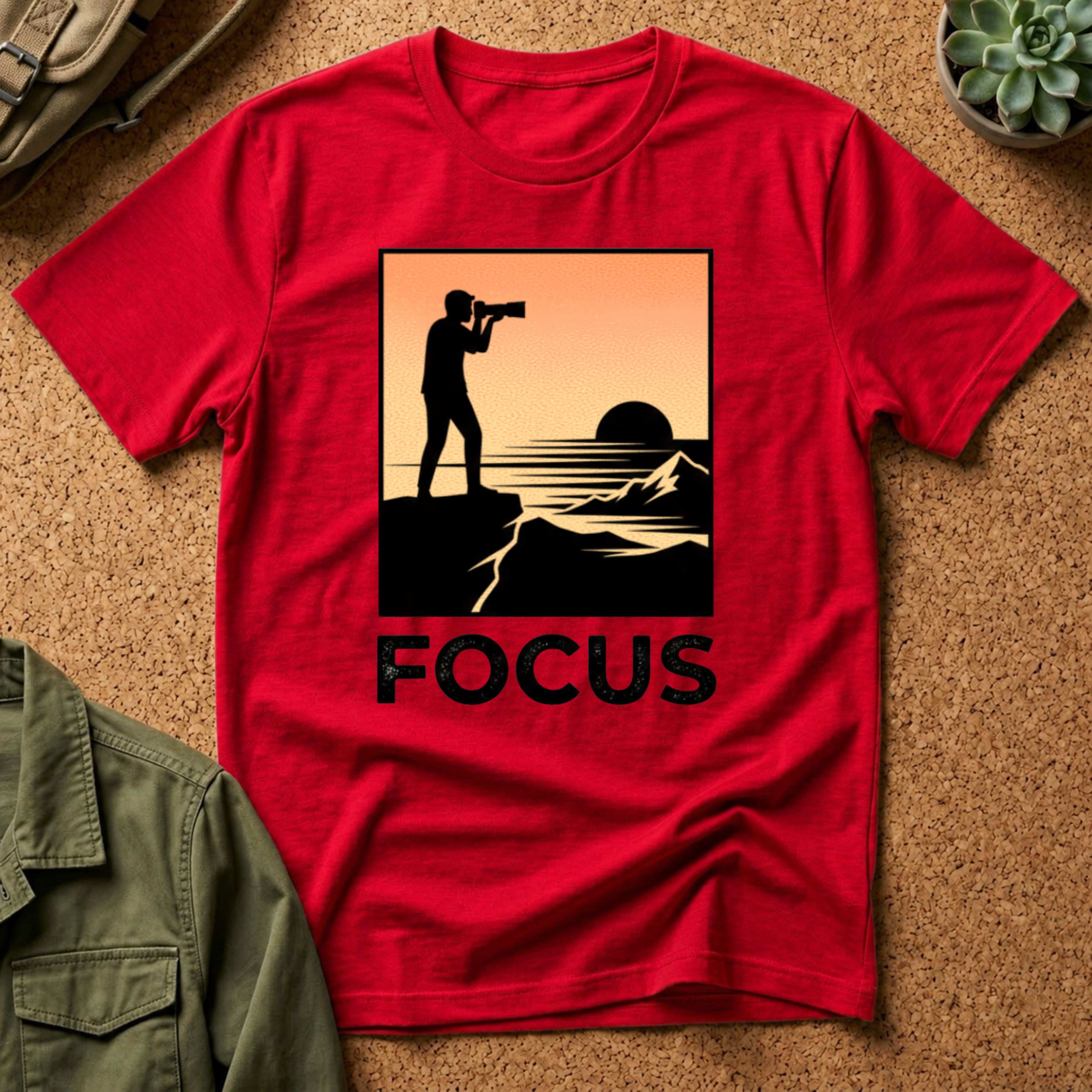Photographer Sunset T-Shirt — 'FOCUS' Graphic Tee for Photographers & Creatives
