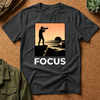 Photographer Sunset T-Shirt — 'FOCUS' Graphic Tee for Photographers & Creatives