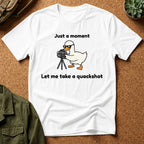 Duck Photographer T‑Shirt — "Just a moment, let me take a quackshot" Cute Animal Photography Tee