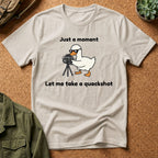 Duck Photographer T‑Shirt — "Just a moment, let me take a quackshot" Cute Animal Photography Tee