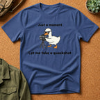 Duck Photographer T‑Shirt — "Just a moment, let me take a quackshot" Cute Animal Photography Tee