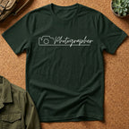 Photographer Script Camera T‑Shirt — Minimal Photography Tee for Photographers & Photo Lovers
