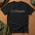 Photographer Script Camera T‑Shirt — Minimal Photography Tee for Photographers & Photo Lovers
