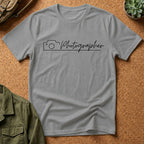 Photographer Script Camera T‑Shirt — Minimal Photography Tee for Photographers & Photo Lovers