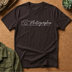 Photographer Script Camera T‑Shirt — Minimal Photography Tee for Photographers & Photo Lovers