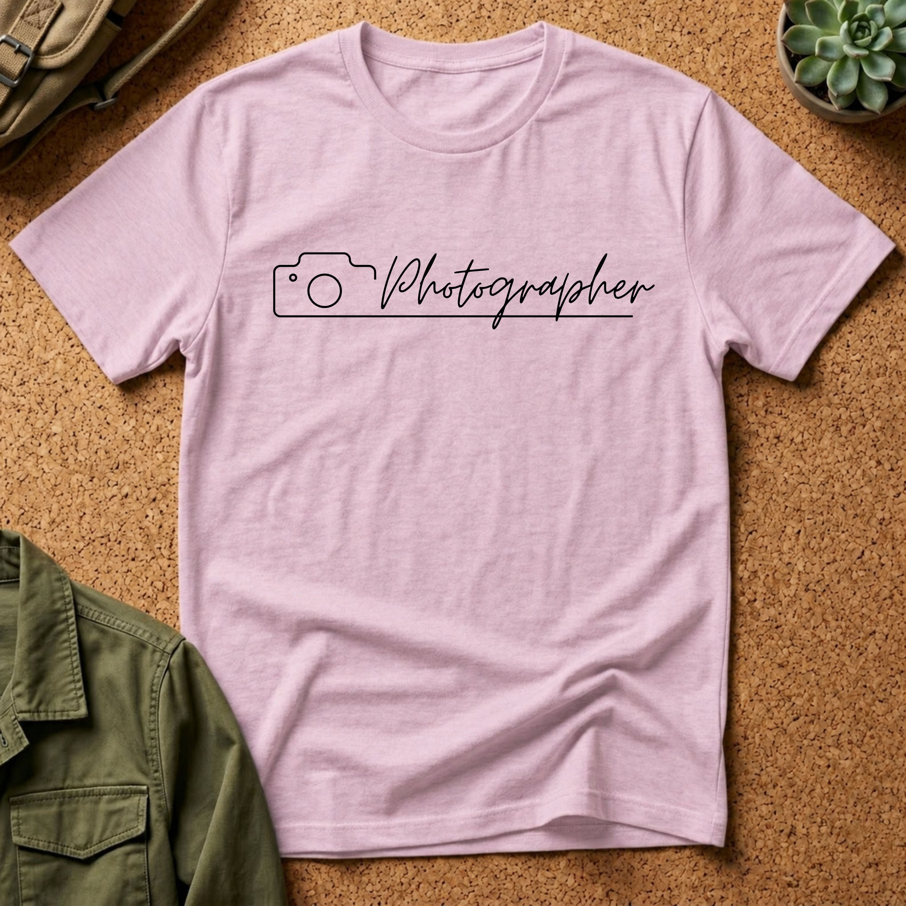 Photographer Script Camera T‑Shirt — Minimal Photography Tee for Photographers & Photo Lovers