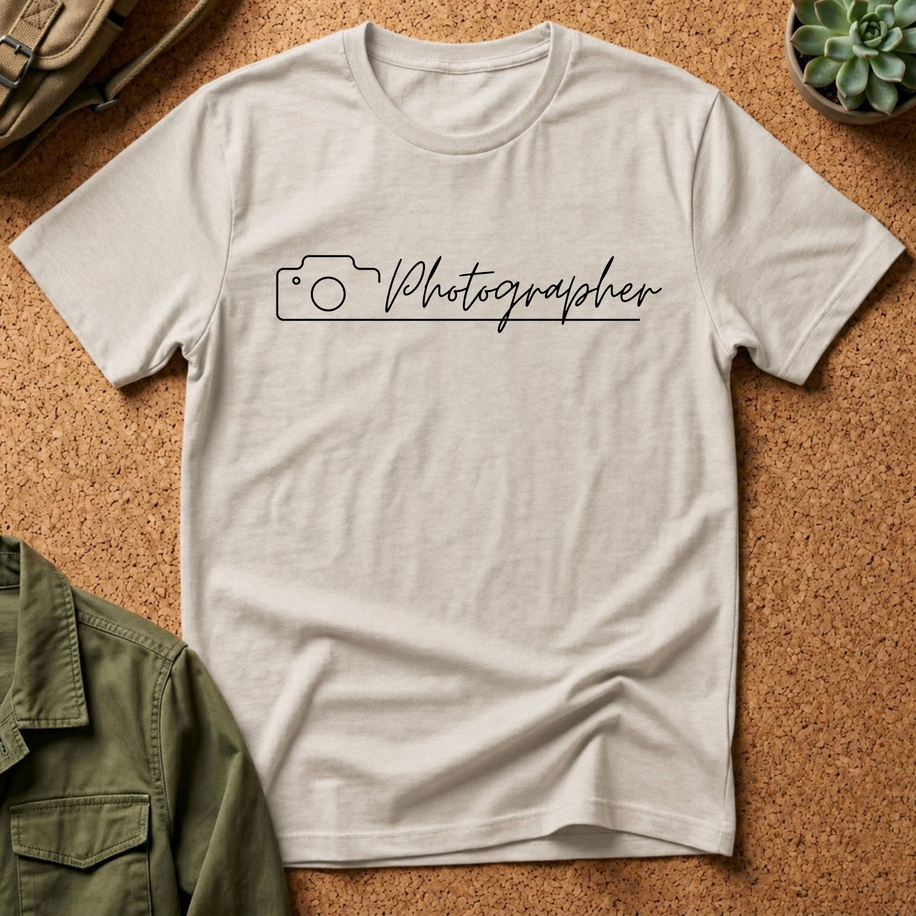 Photographer Script Camera T‑Shirt — Minimal Photography Tee for Photographers & Photo Lovers