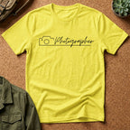 Photographer Script Camera T‑Shirt — Minimal Photography Tee for Photographers & Photo Lovers