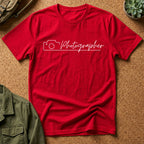 Photographer Script Camera T‑Shirt — Minimal Photography Tee for Photographers & Photo Lovers