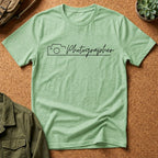 Photographer Script Camera T‑Shirt — Minimal Photography Tee for Photographers & Photo Lovers