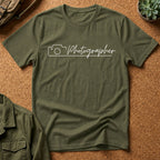 Photographer Script Camera T‑Shirt — Minimal Photography Tee for Photographers & Photo Lovers