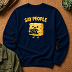 "Say People" Cheese Block Design Crewneck Sweatshirt