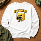 "Say People" Cheese Block Design Crewneck Sweatshirt