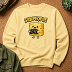 "Say People" Cheese Block Design Crewneck Sweatshirt