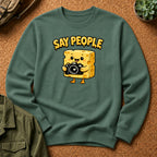 "Say People" Cheese Block Design Crewneck Sweatshirt