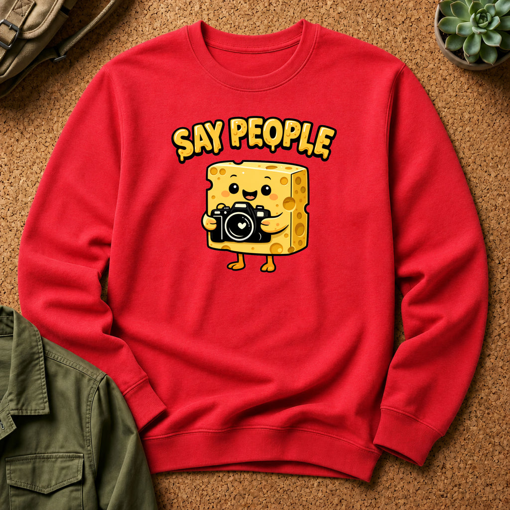 "Say People" Cheese Block Design Crewneck Sweatshirt