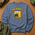 "Say People" Cheese Block Design Crewneck Sweatshirt