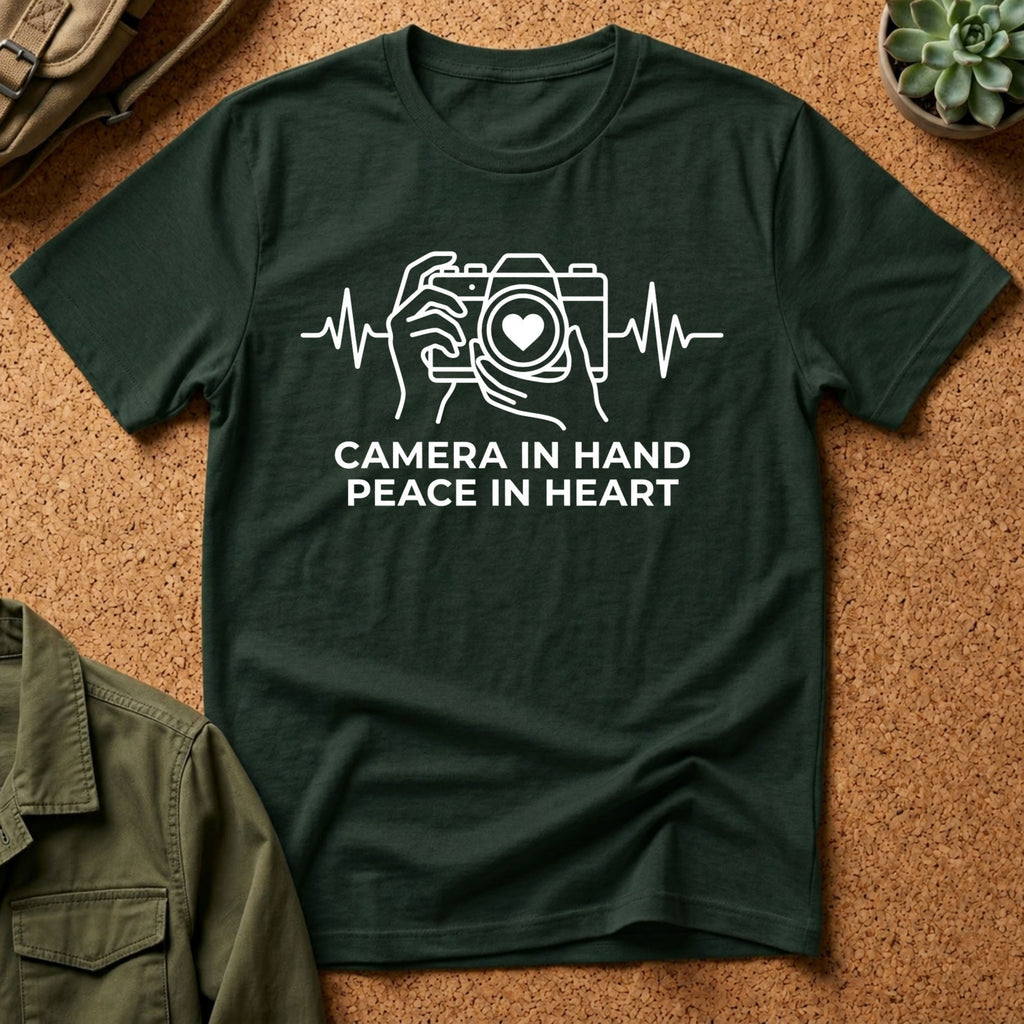 Camera in Hand Peace in Heart T-Shirt