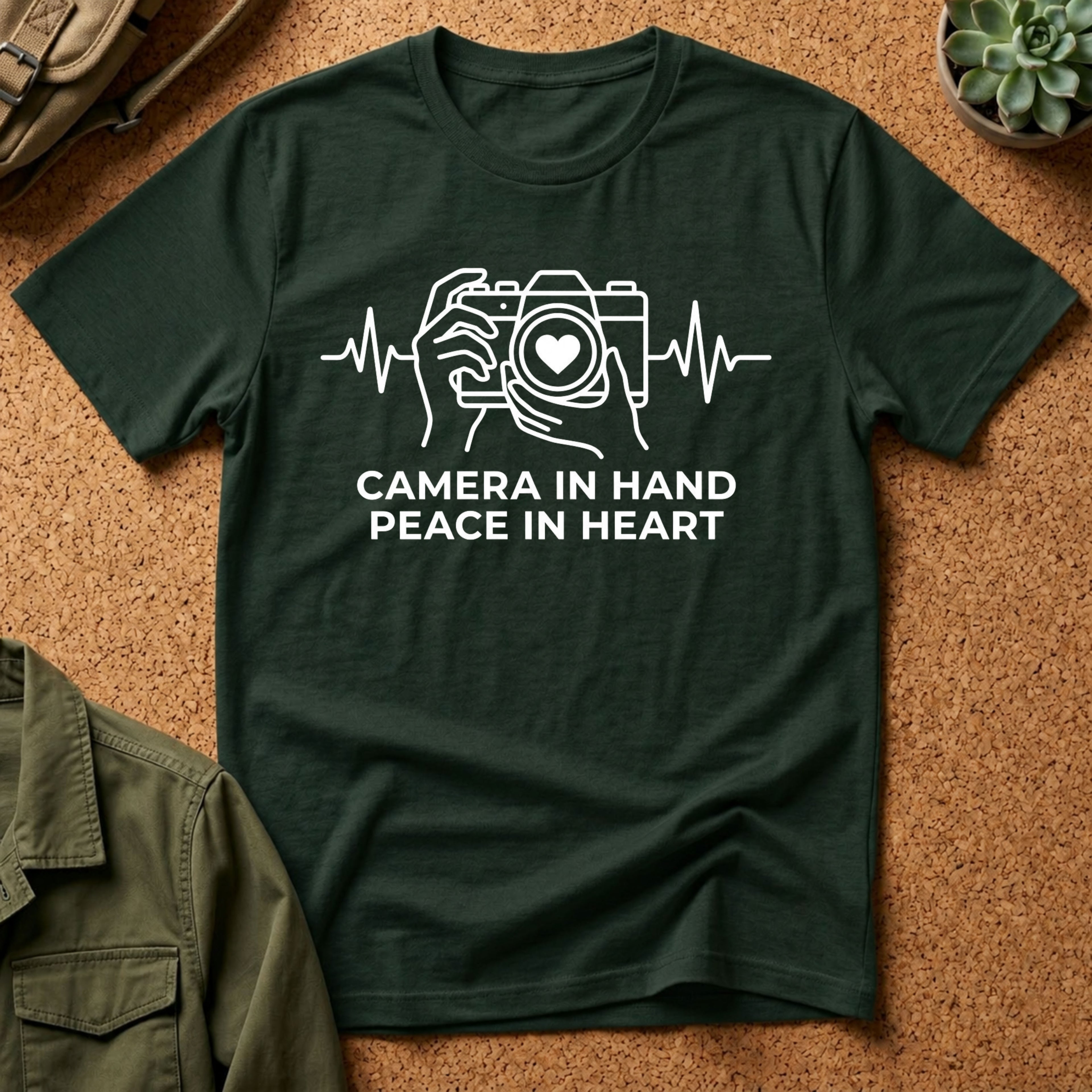 Camera in Hand Peace in Heart T-Shirt