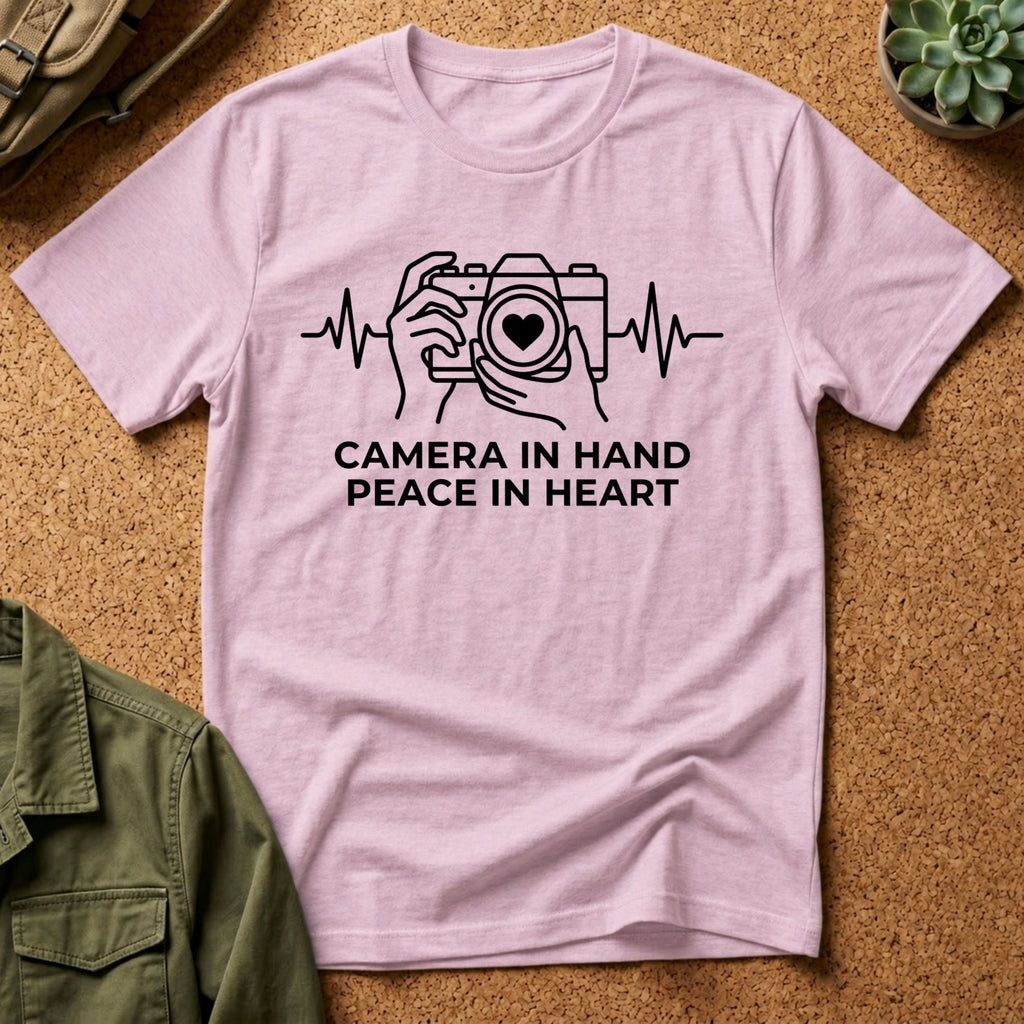 Camera in Hand Peace in Heart T-Shirt