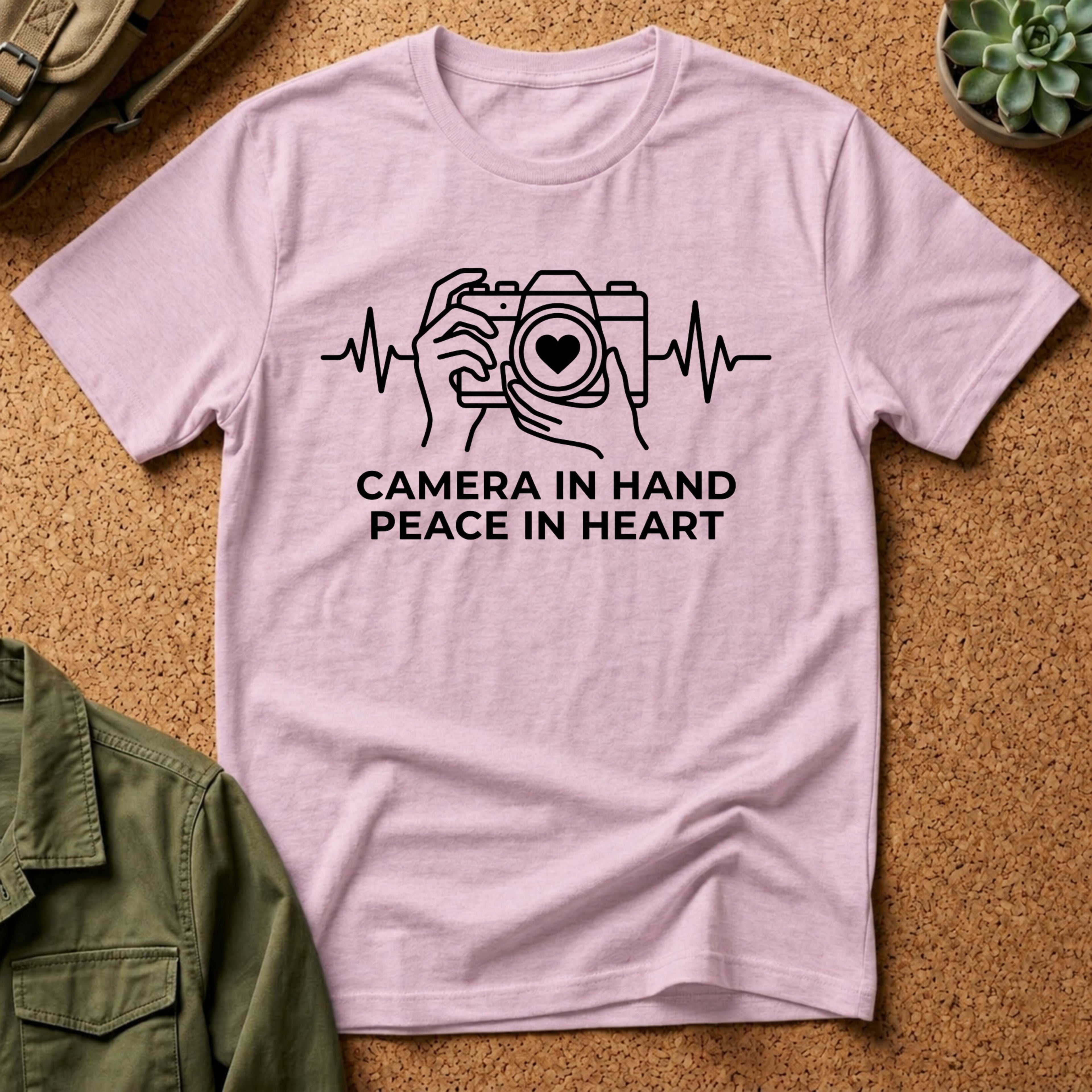 Camera in Hand Peace in Heart T-Shirt