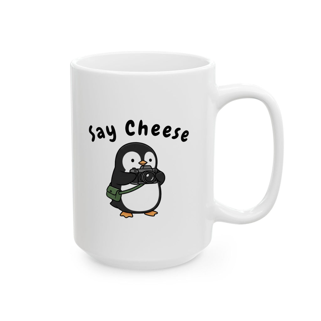 Say Cheese Penguin Ceramic Mug, (11oz, 15oz)