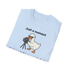 Duck Photographer T‑Shirt — "Just a moment, let me take a quackshot" Cute Animal Photography Tee