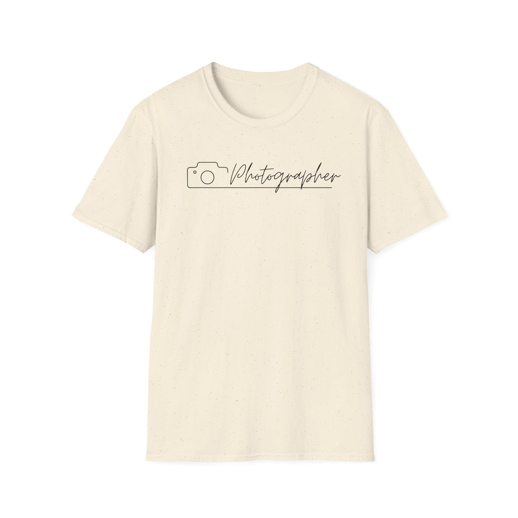 Photographer Script Camera T‑Shirt — Minimal Photography Tee for Photographers & Photo Lovers