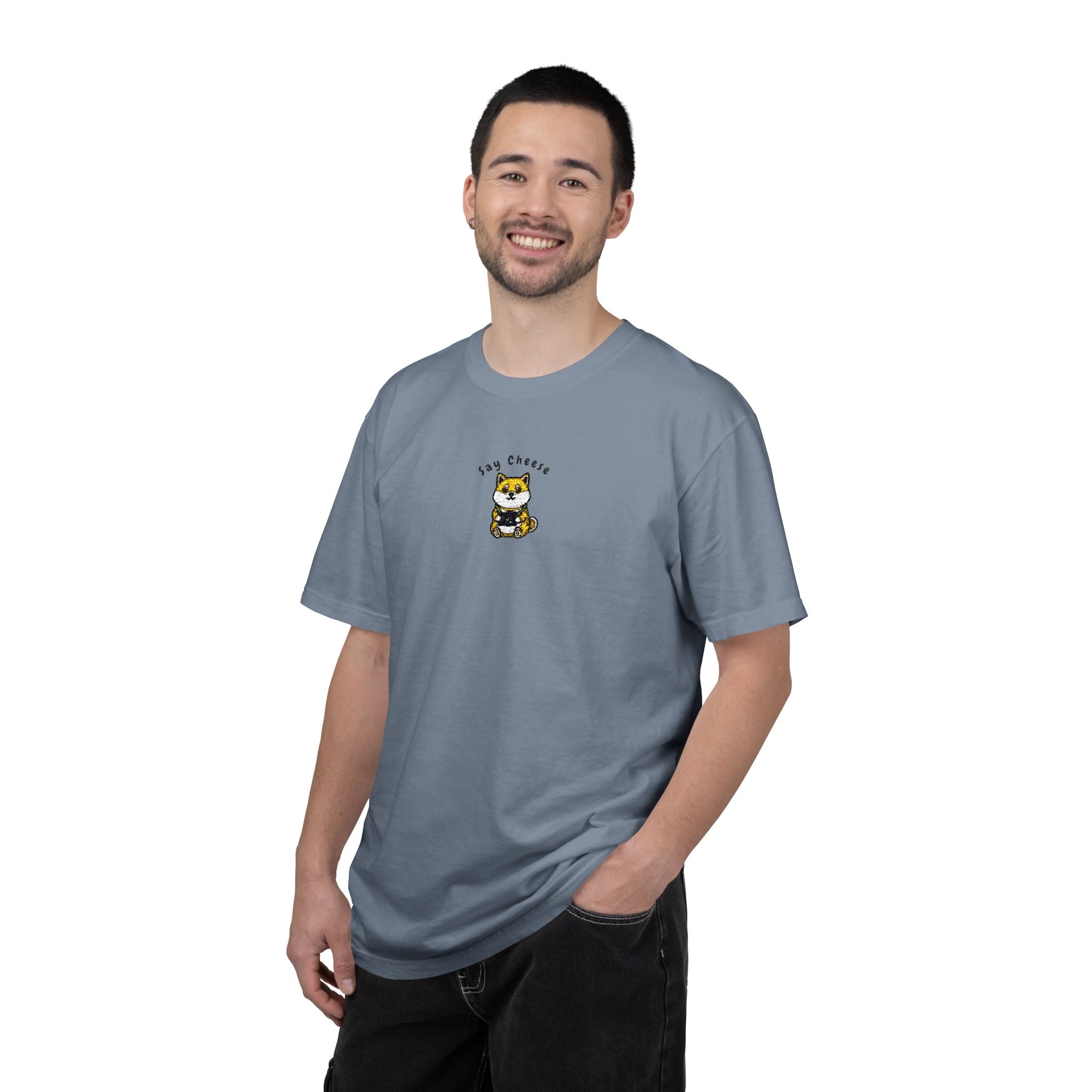 Shiba Inu Say Cheese Embroidery T-shirt