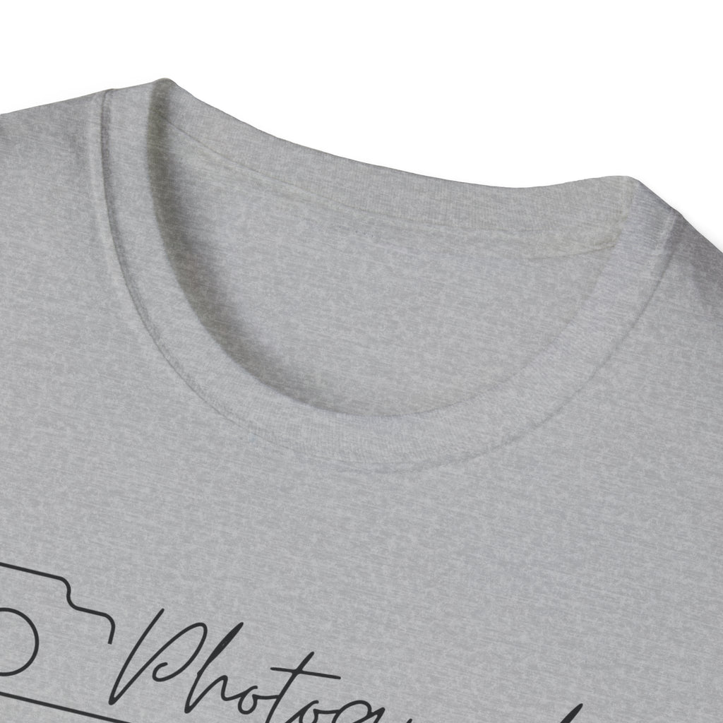 Photographer Script Camera T‑Shirt — Minimal Photography Tee for Photographers & Photo Lovers