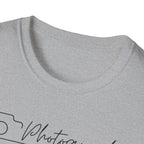 Photographer Script Camera T‑Shirt — Minimal Photography Tee for Photographers & Photo Lovers