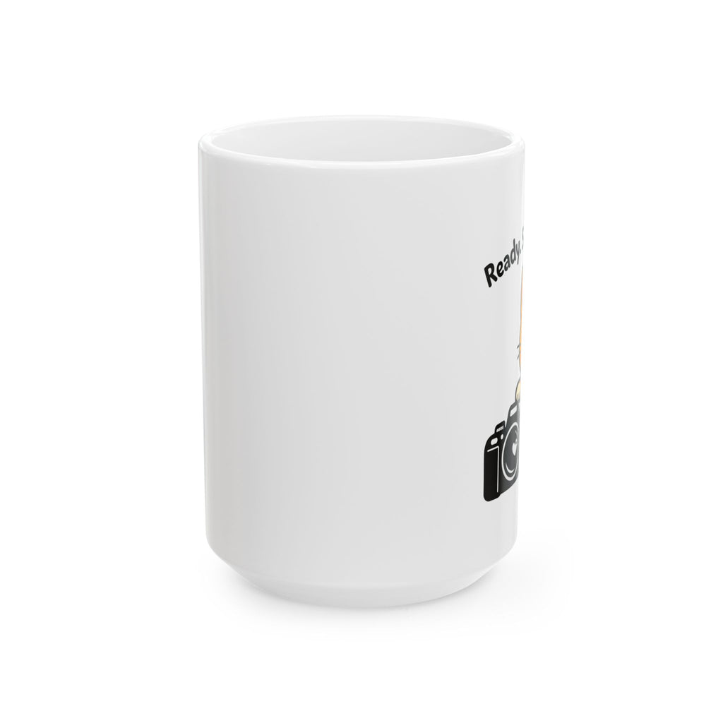 Cute Orange Kitten Ceramic Mug — "Ready. Set. Shoot" Coffee Cup (11oz, 15oz)
