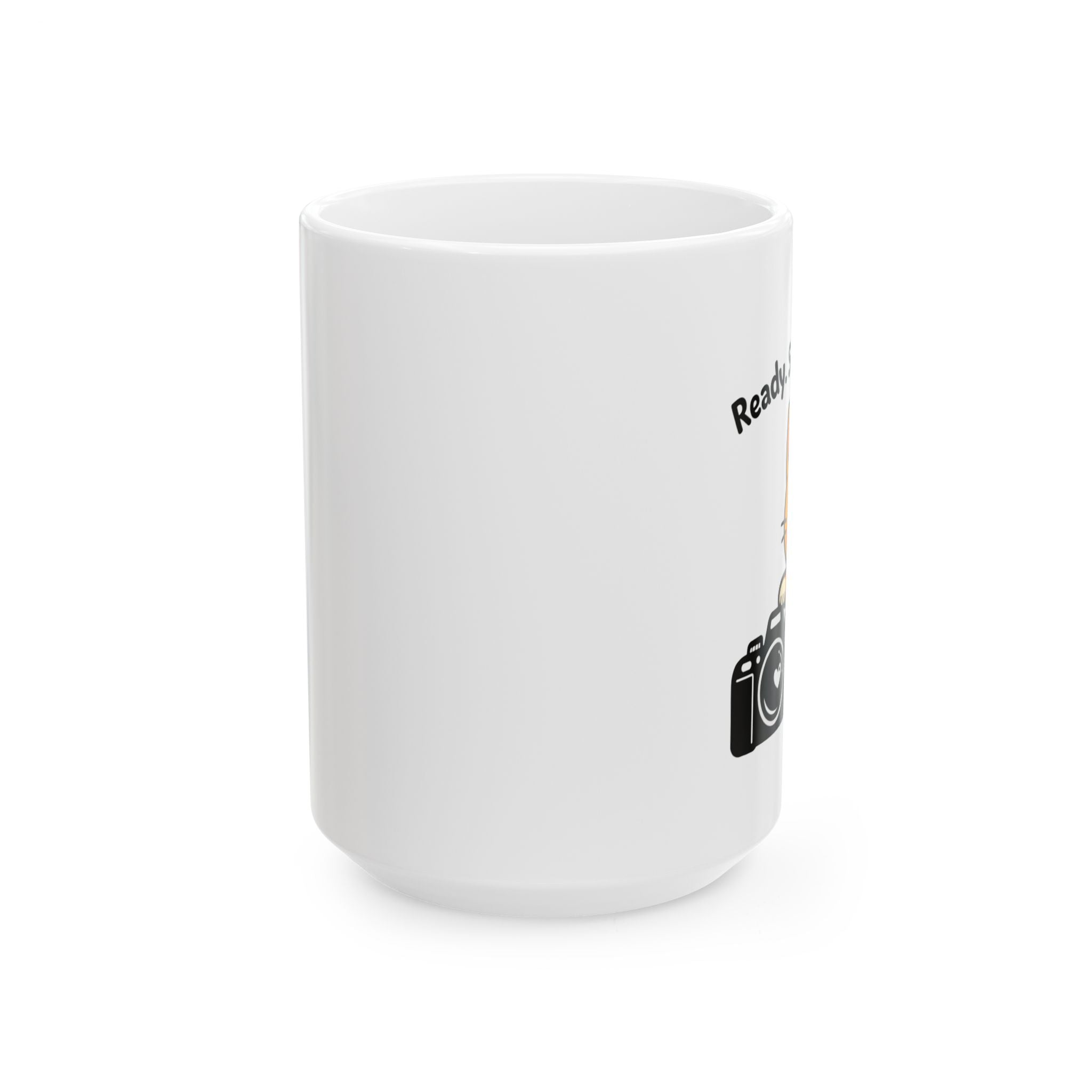 Cute Orange Kitten Ceramic Mug — "Ready. Set. Shoot" Coffee Cup (11oz, 15oz)