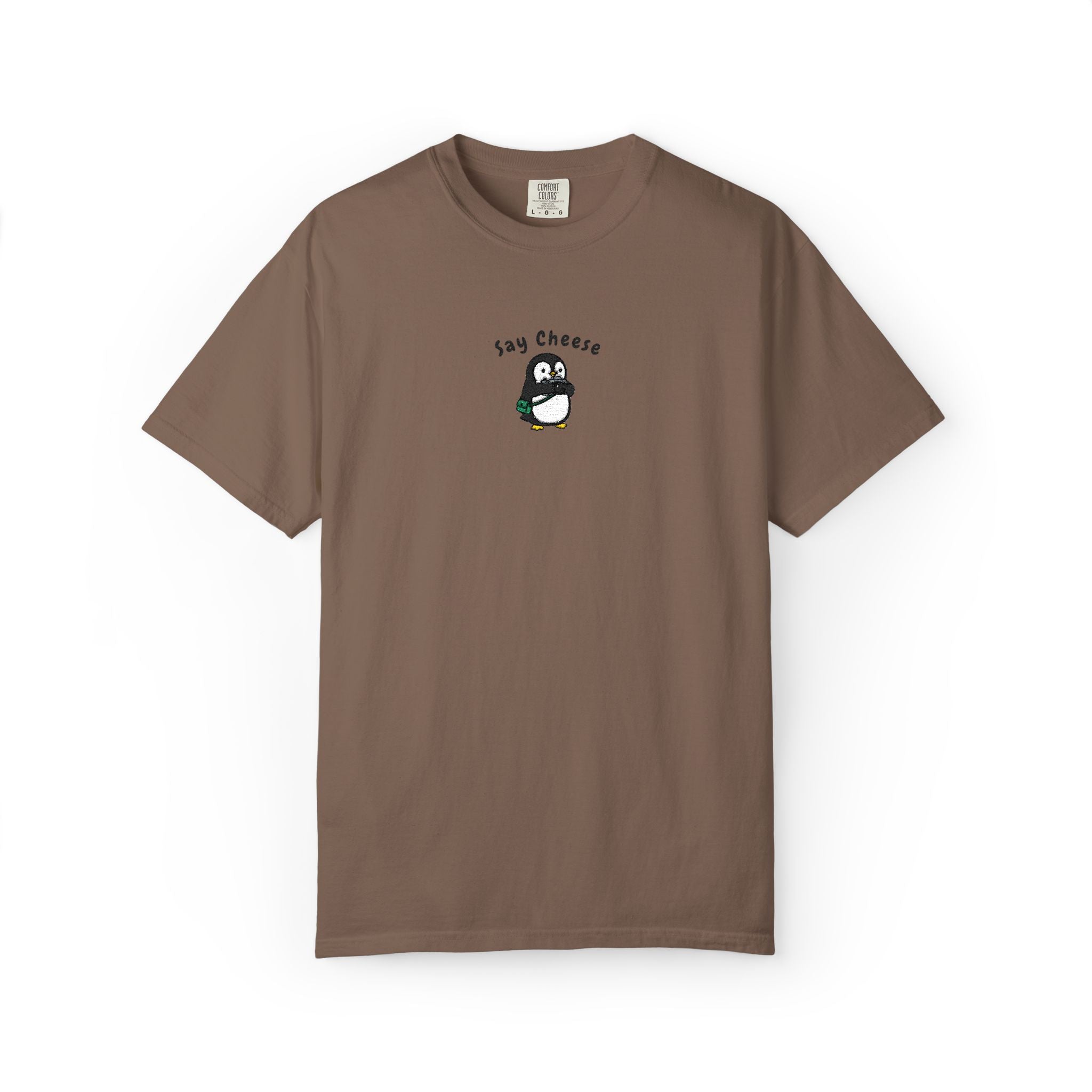 Say Cheese Penguin Embroidery T-Shirt