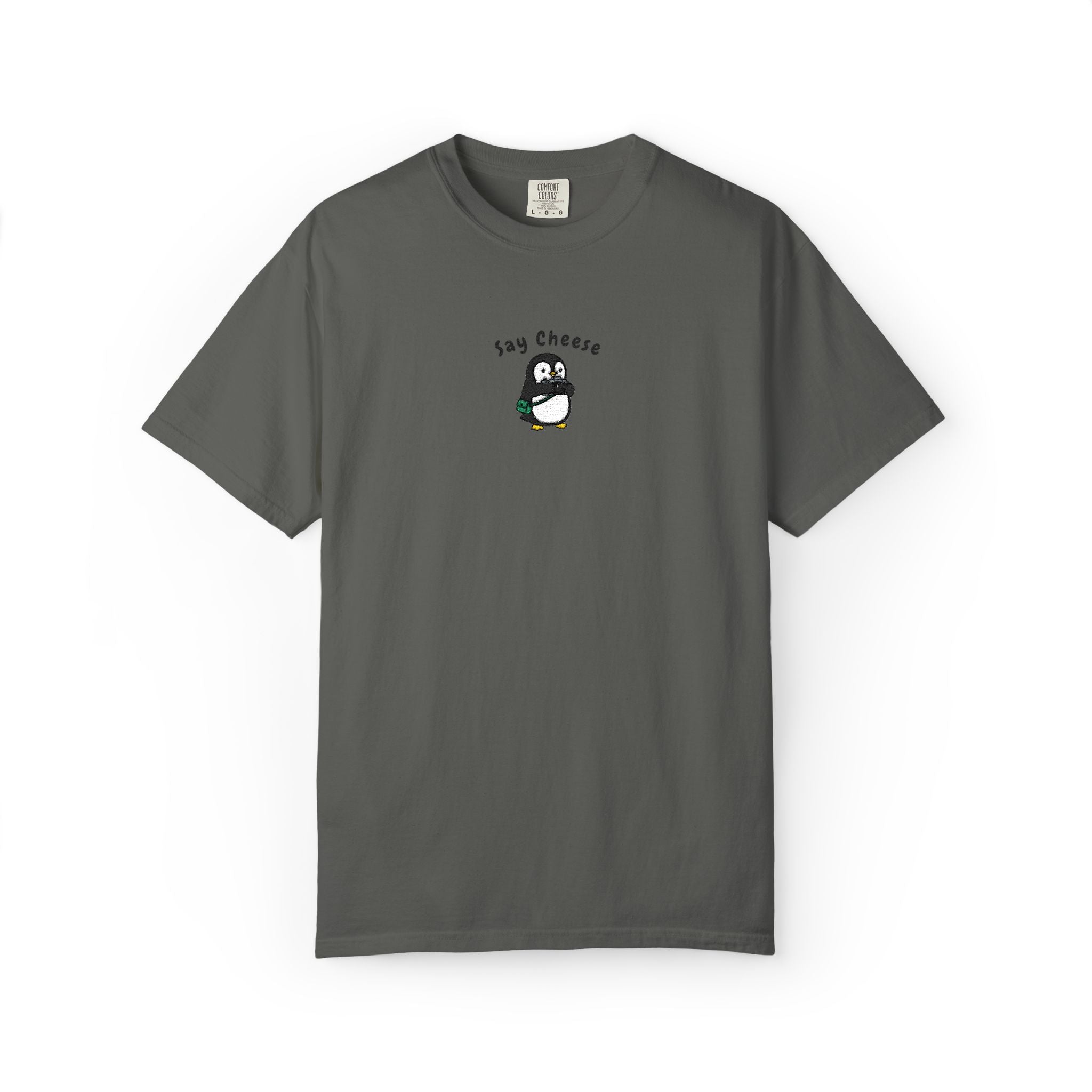 Say Cheese Penguin Embroidery T-Shirt
