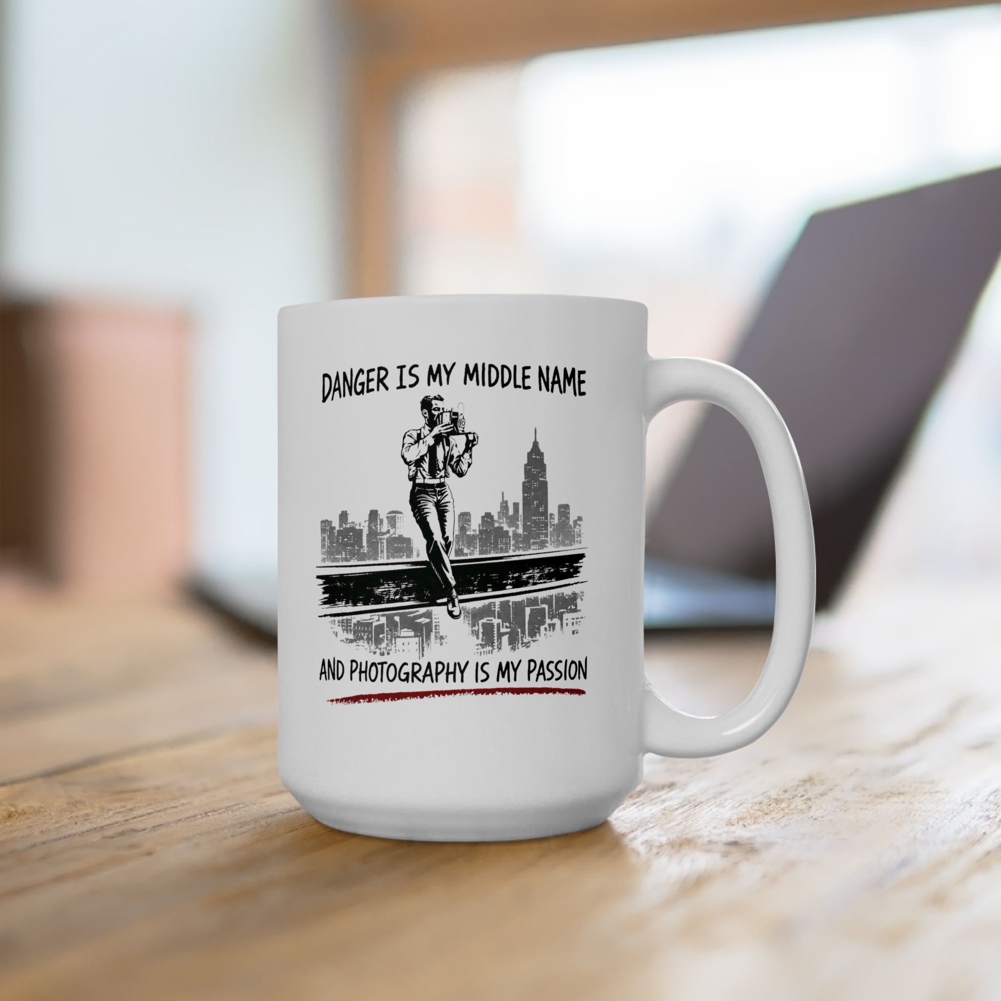 Charles Ebbits Inspired Design 'Danger Is My Middle Name And Photography Is My Passion’ Coffee Cup (11oz/15oz)