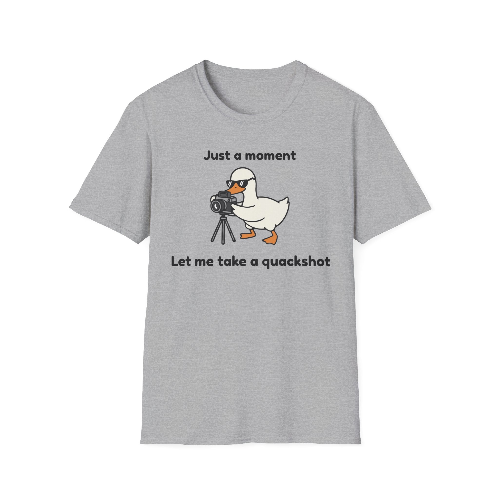 Duck Photographer T‑Shirt — "Just a moment, let me take a quackshot" Cute Animal Photography Tee