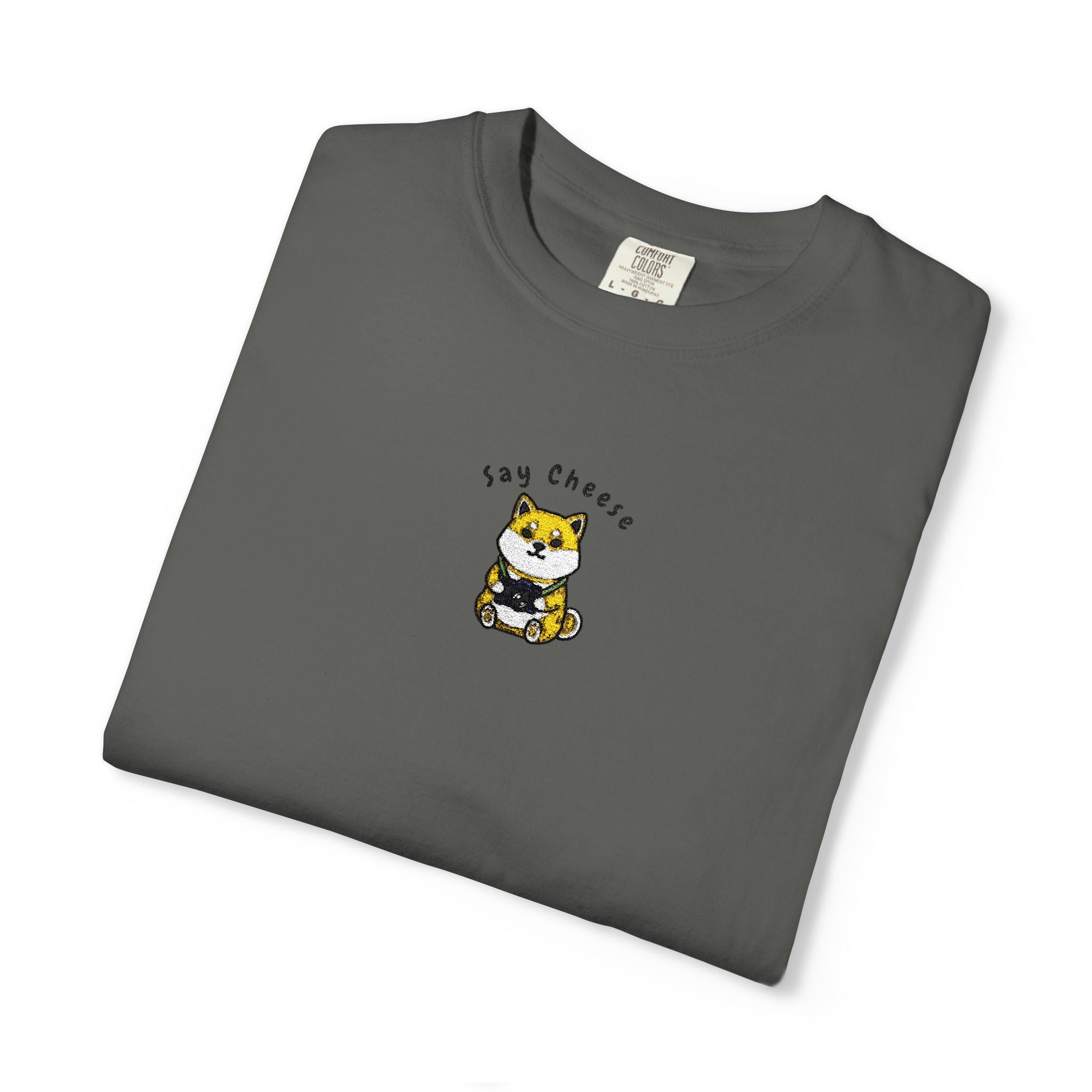 Shiba Inu Say Cheese Embroidery T-shirt