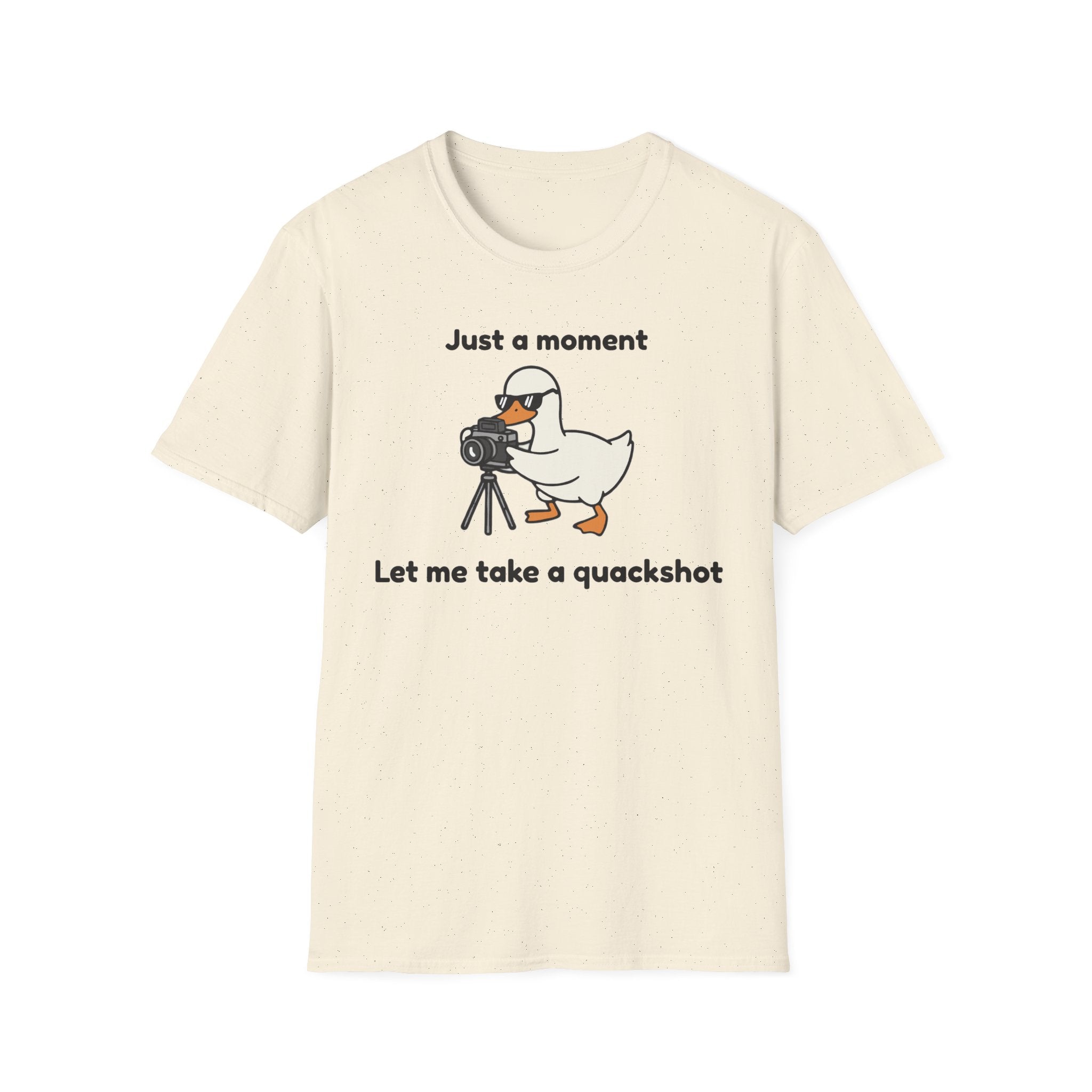 Duck Photographer T‑Shirt — "Just a moment, let me take a quackshot" Cute Animal Photography Tee
