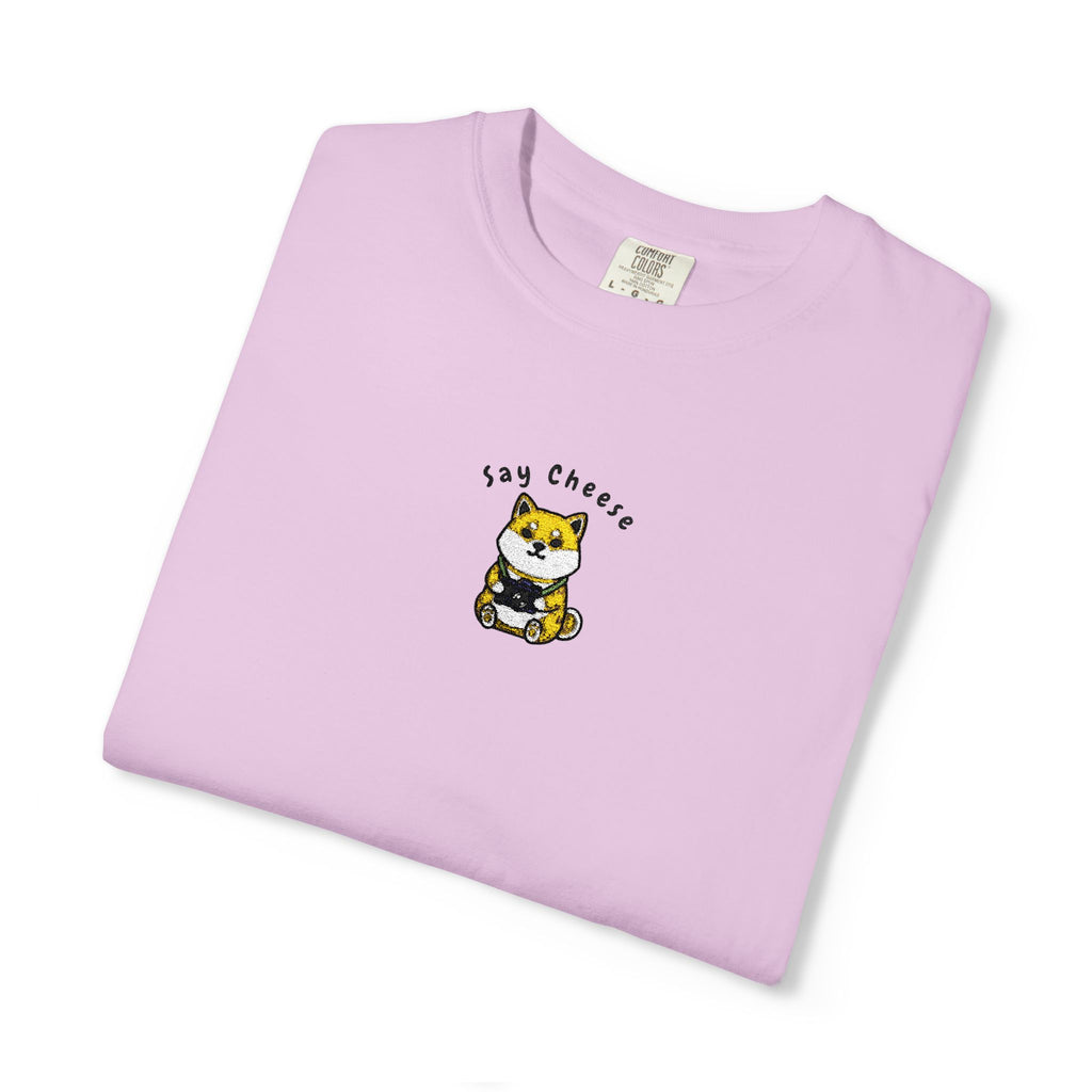 Shiba Inu Say Cheese Embroidery T-shirt