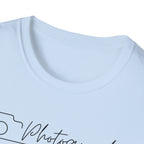 Photographer Script Camera T‑Shirt — Minimal Photography Tee for Photographers & Photo Lovers