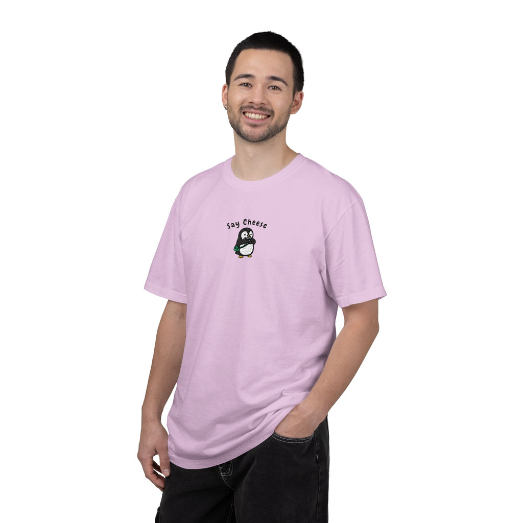 Say Cheese Penguin Embroidery T-Shirt
