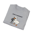 Duck Photographer T‑Shirt — "Just a moment, let me take a quackshot" Cute Animal Photography Tee